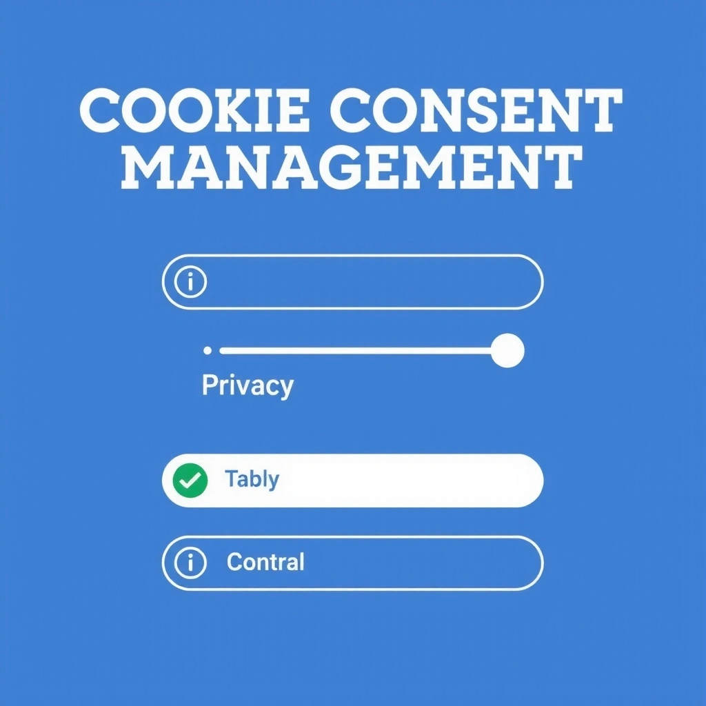 Cookie management and privacy controls illustration with toggle switches and settings